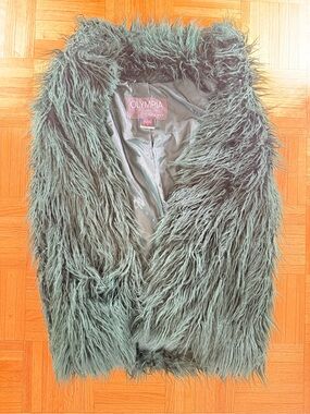 Olympia Activewear Faux Fur Vest in Sage Green
